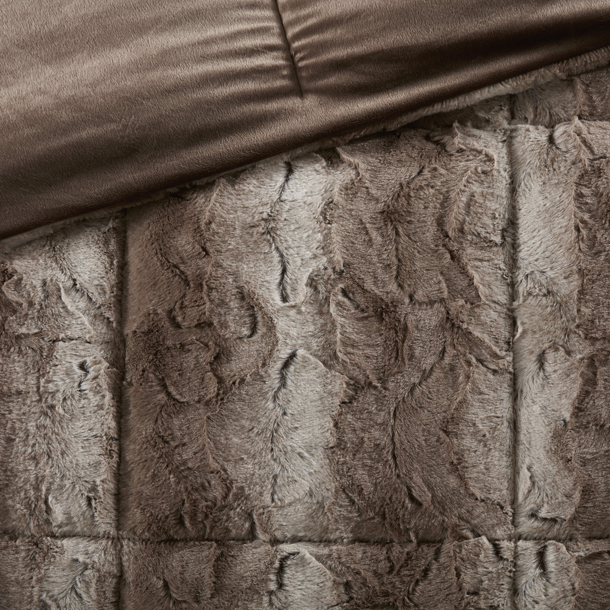 Madison Park Zuri 4PC Faux Fur Comforter Set, Full/Queen - Brown, Adult, All-Season
