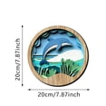 thumbnail image 2 of DAMAI Boho Wall Art Bohemian Wooden Round Circle Wall Decor, Hollow out Farmhouse Sun Mountain Wooden Plants Wall Hangings for Bedroom Living Room Bathroom Bedroom Patio Apartment Gift 7.87 Inch, 2 of 7