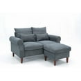 thumbnail image 4 of Panana 54.5" Wide Sofa Loveseat with Ottoman, Compact 2 Seater Couch for Small Speace Living Room (Gray Linen, Rolled arm, Without Storage Side Pockets), 4 of 8