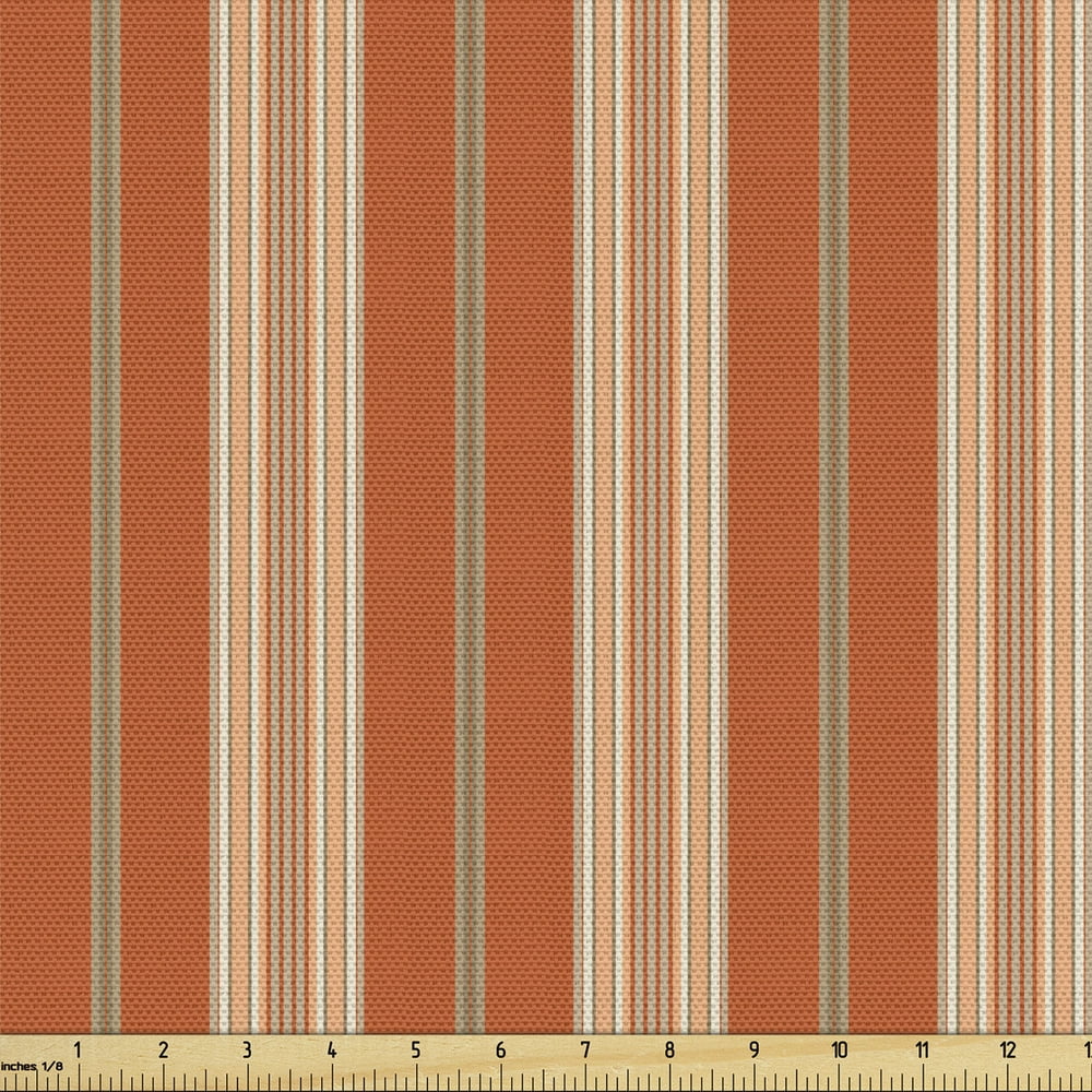 Burnt Orange Fabric by the Yard Retro Themed Illustration of Earth