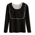 thumbnail image 2 of Thermal Underwear Shirt for Women Long Sleeve Shirts Boat Neck Basic Layering Shirt Color Black Size XL, 2 of 3