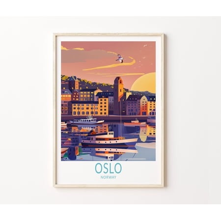 Oslo Norway City Wall Decor Travel Wall Art, Unframed Paper Poster 8x10in