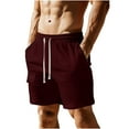 thumbnail image 3 of LONKITO Mens Shorts with Pockets, Casual Sports Workout Athletic Shorts Elastic Waist Drawstring, Wine XXL, 3 of 5