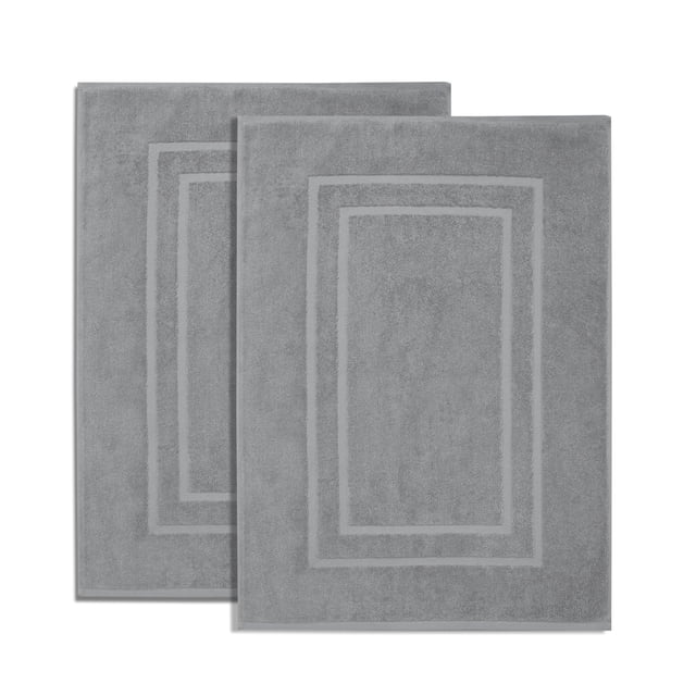 Alfombrillas de baño Feather & Stitch, 100% algodón rizado (76 x 53 cm), color gris
