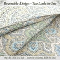 thumbnail image 4 of Cozy Line Home Fashions Tweedia Blue Green Floral Paisley Damask 3 Piece Cotton Quilt Bedding Set, 4 of 8