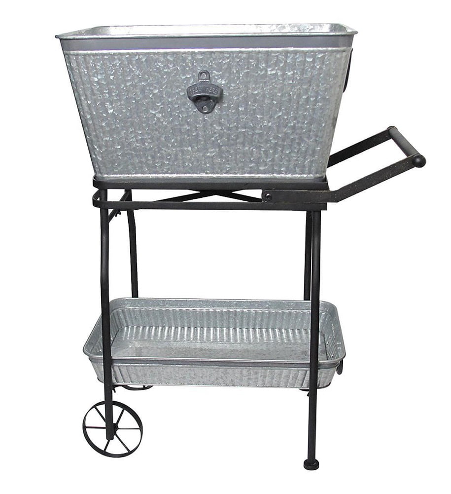 Beverage Tub with Rolling Cart and Tray