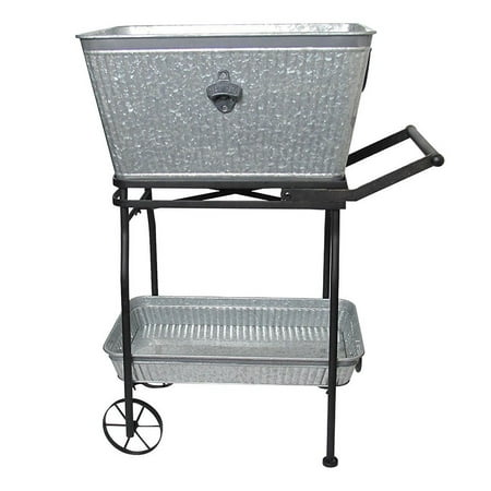 Galvanized Beverage Tub with Rolling Cart and
