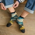 thumbnail image 3 of Rateoe Valley River Dinosaur Pattern Quarter Crew Socks,Toe Seamed Ankle Socks,Cotton Cushioned Breathable Athletic Crew Sports Socks, 3 of 7