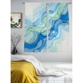 thumbnail image 3 of Turquoise Blue Marble Sheer Curtains 72 Inch Length 2 Panels Set Window Treatments, Abstract Art Modern Fluid Marble Rod Pocket Semi Curtains for Living Room/Bedroom/Kitchen Décor, 104"W x 72"L, 3 of 7