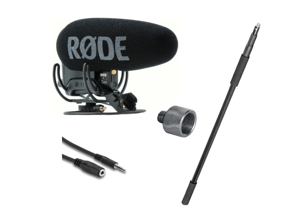 Rode Videomic Pro R Plus with Boom Pole, 10' Audio Cable and MA100