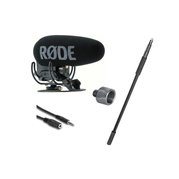 Rode Videomic Pro R Plus with Boom Pole, 10' Audio Cable and MA100 Adapter