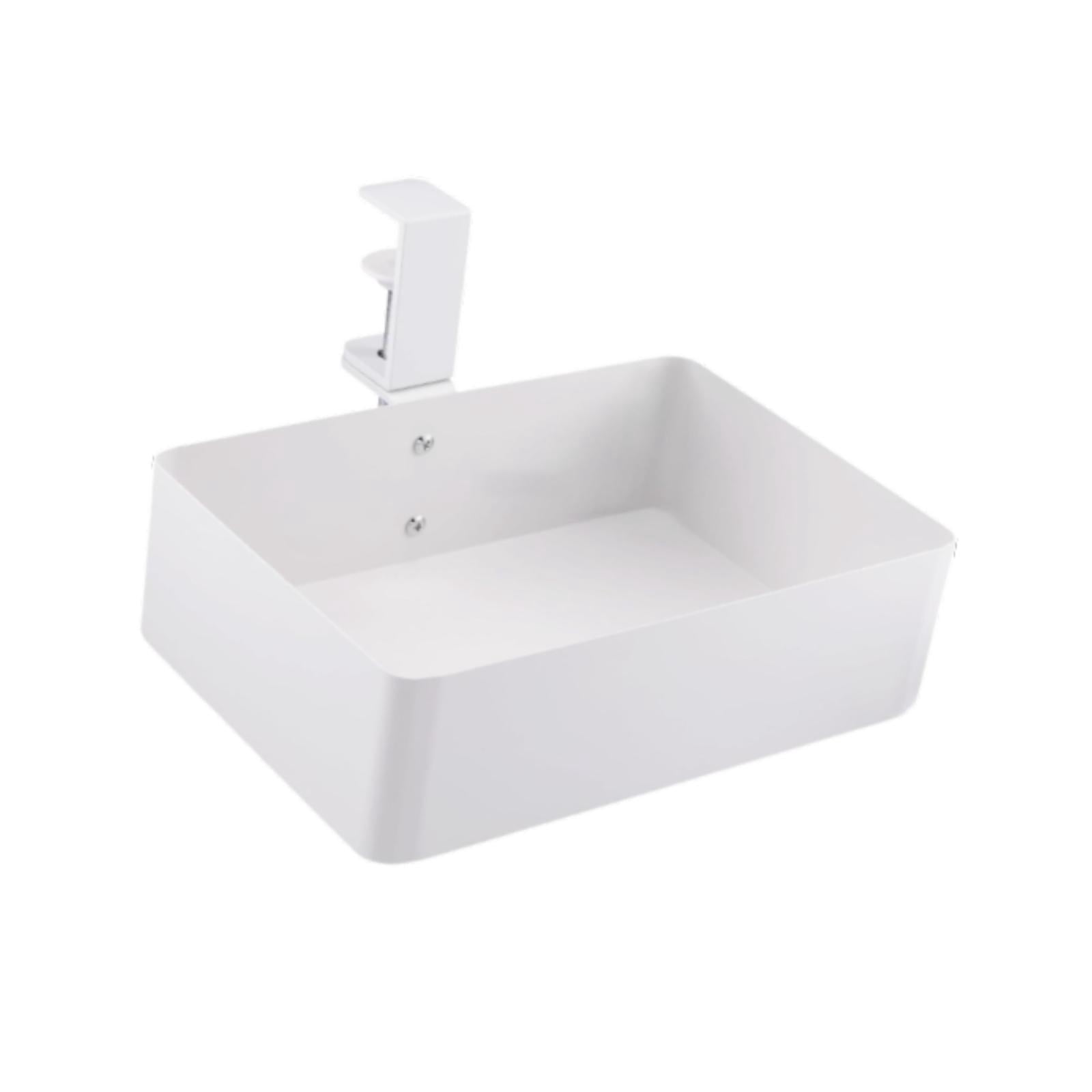 Fancyes Hiddens Desk Organizer Serving Tray Metal Stable Easy to Assemble under Table Storage Basket under Desk Drawer for Home Pantry White