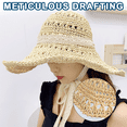 thumbnail image 5 of Hat circumference 56-58cm straw hat female beach big brim foldable seaside outing vacation sunscreen sun hatBeige, 5 of 5