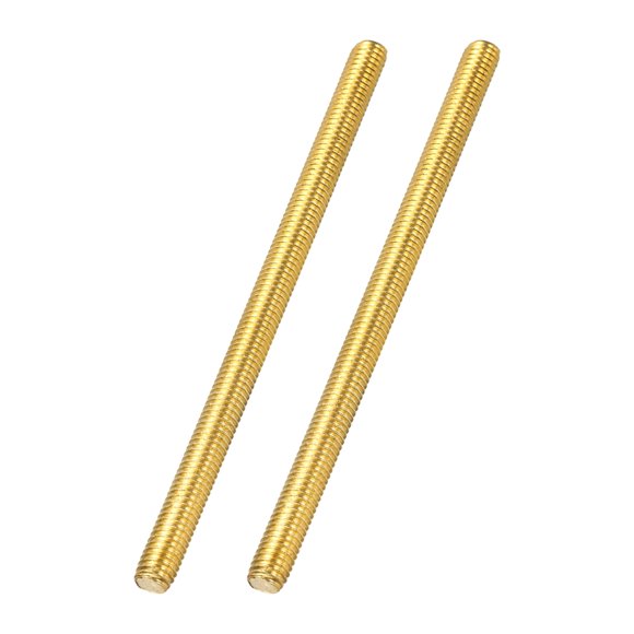 Uxcell 2Pack M6x100mm Fully Threaded Rod, Brass Right Hand All Thread Screw Studs for Furniture Assembly Fastening, 1mm Pitch