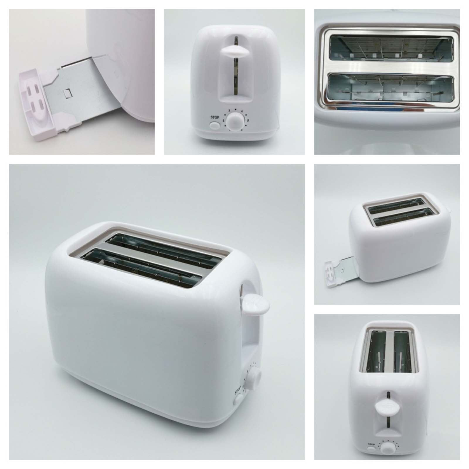 Uutvmp Retro Toaster, 2 Slice Bread Toaster with 6 Functions Stainless Steel Toaster, Removable Smart Toaster White Toaster, Vintage Toaster Removable Crumb Tray Kitchen Appliances