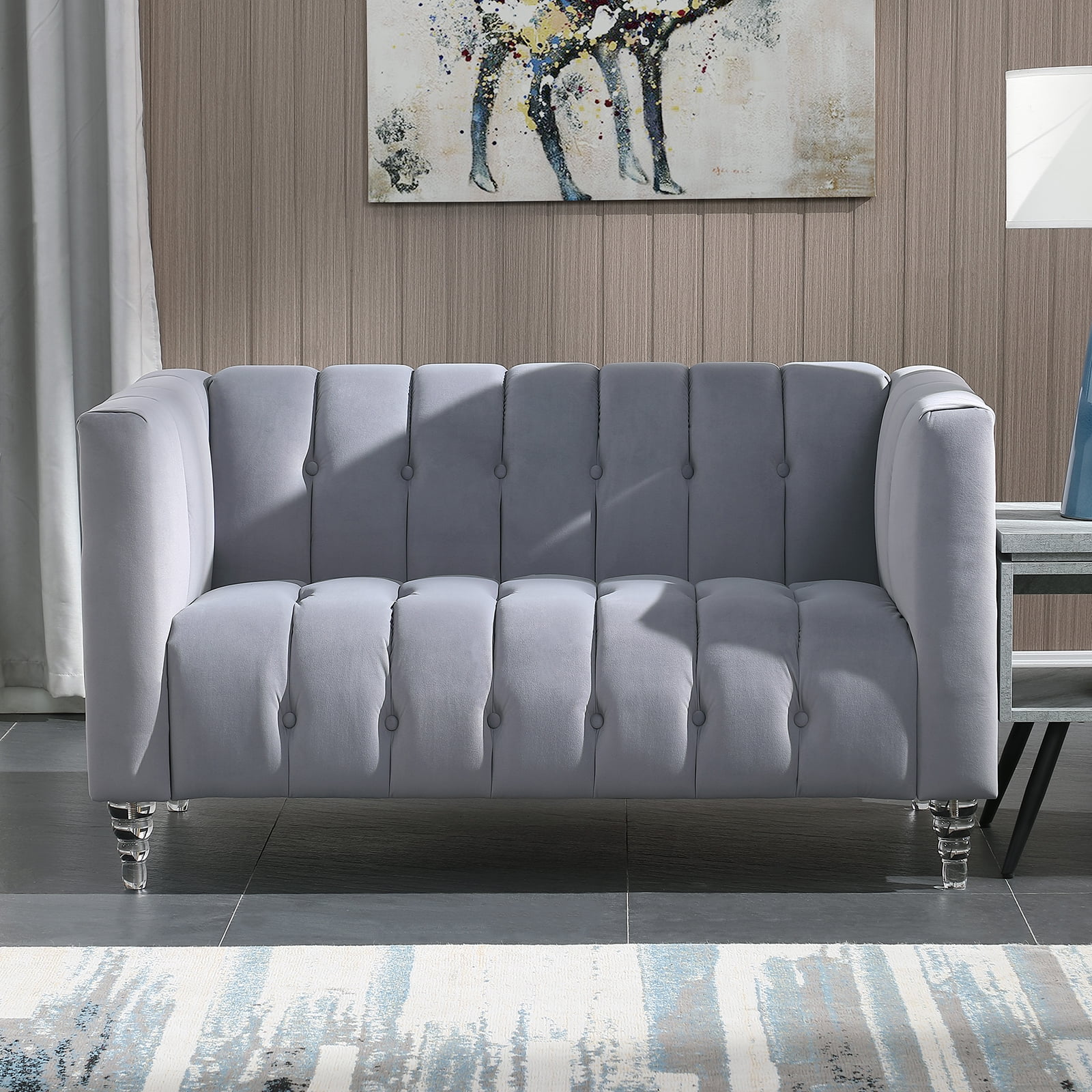 Holaki 2 Seat Velvet Sofa with Crystal Gray - Walmart.com
