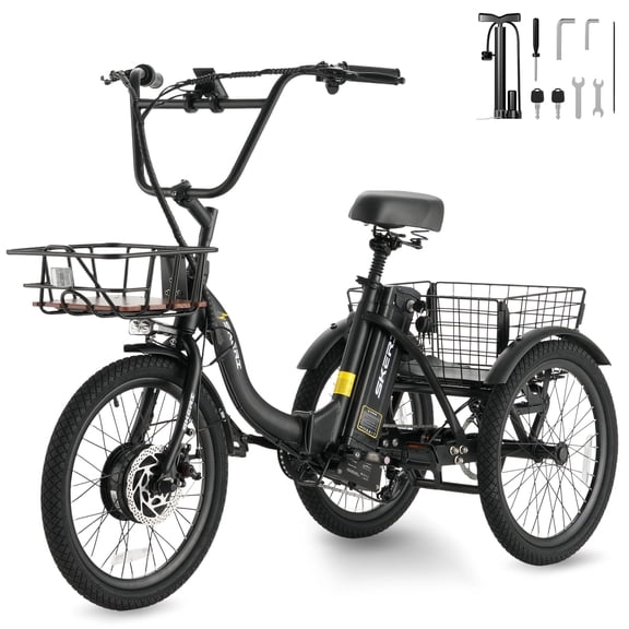 Electric Scooter Tricycle for Adults, 20” Folding Electric Trike,3 Wheels Electric Bicycle Bikes, Peak 1000W Step-Thru Etrike with 36V 13Ah UL2849  Removable Battery and Large Basket for Women Men