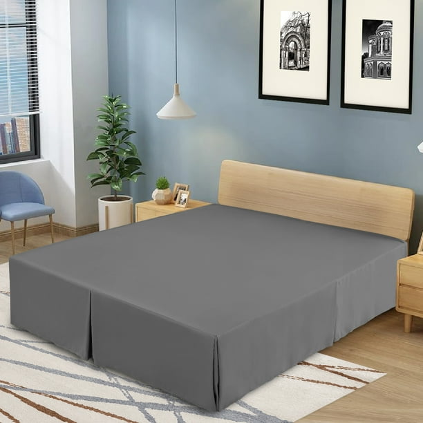 Lux Decor Collection Bed Skirt Easy Fit Full Bed Skirt 14 Inch Tailored Drop Wrinkle, Fade