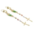 thumbnail image 1 of Aretes largos San Judas Tadeo, oro laminado 18k, con cruz, 1 of 5