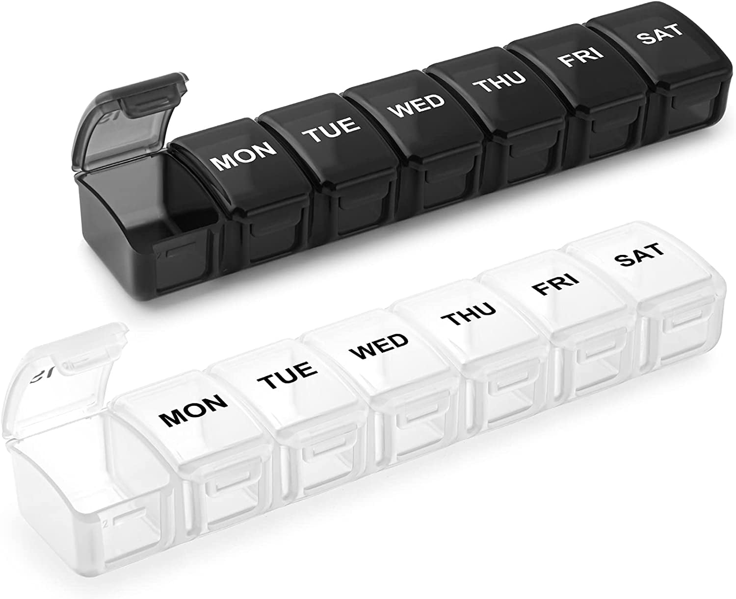 Small Pill Organizer 2 Times a Day, 2 Pack 7 Day Pill Box 1 Time a Day
