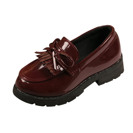 

Rovga Girls Slip On Leather Loafer Tassel Bow Flats School Dress Shoes For Girls Casual Kid Shoes
