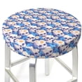 thumbnail image 3 of KLL white Skull blue daisy Round Bar Chair Cushion Cover 12 inch ,Bar Stool Protector with Elastic, Soft Washable, 3 of 6