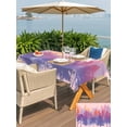 thumbnail image 5 of Outdoor Tablecloth with Umbrella Hole for Patio/Picnic/Party/Camping, Forest Silhouette Waterproof Table Cloth Rectangle Table Cover Washable, Retro Abstract Watercolor Forest Trees Pink (60"x 120"), 5 of 8