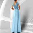 thumbnail image 7 of Ashirexll Wedding Guest Dresses for Women Sequined Chiffon Patchwork Evening Gown Sleeveless V-Neck Long Dress Light Blue XL, 7 of 7