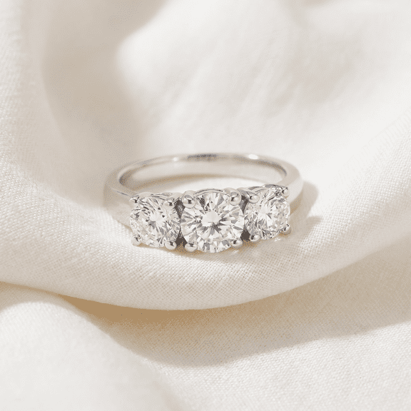 Pompeii 2ct Three Stone Lab Grown Diamond Engagement Ring 14K White Gold (H,VS)