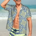 thumbnail image 2 of Hawaiian Shirt for Men - vintage Italian majolica style pattern Casual Summer Beach Shirts Mens Short Sleeve Button Shirts, 2 of 7