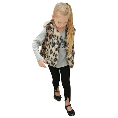 

Rovga Toddler Baby Kids Girls Winter Leopard Printed Villus Fleece Coat Outwear Thick Warm Waistcoat Soft Comfortable Coat