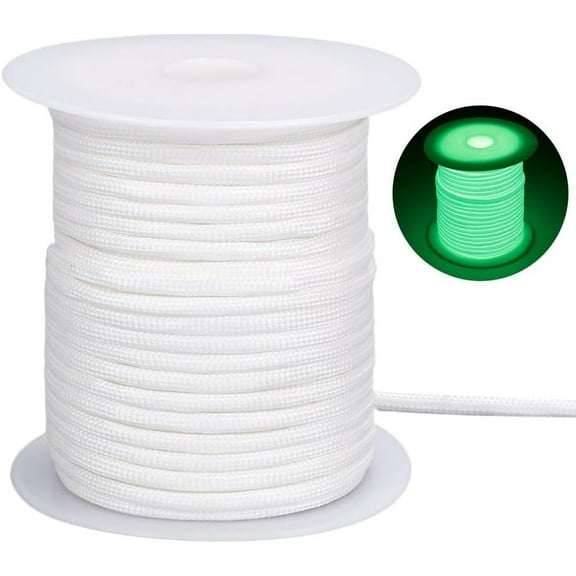 34 Yards/31m 4mm Paracord Glow in The Dark para Cord 550 Parachute Spool Cords White Luminous Survival Climbing Paracords Lanyard Rope for Outdoor Hiking Beading Bracelets DIY Crafts Project