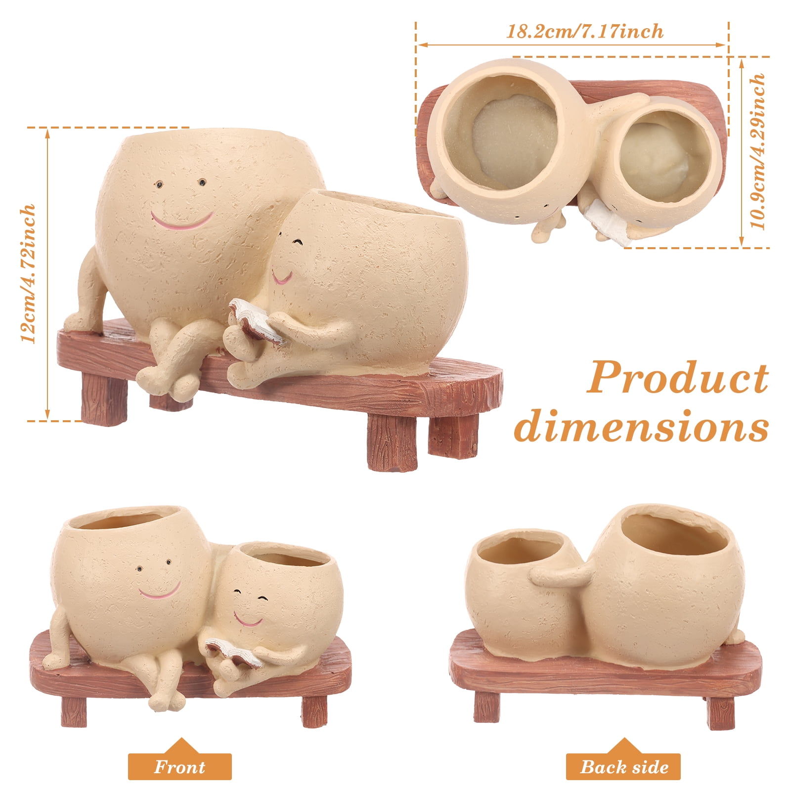 Rocking Chair Smiley Face Planter Cute Plant Pots for Indoor Outdoor Plants Succulent Pots with Drainage Hole Unique Funny Flower Pot for Succulents Plant Gifts