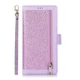 thumbnail image 2 of Feishell Sparkle Case For iPhone 15 Plus, Women Wallet with Card Holder, Glitter Bling Flip PU Leather Magnetic Kickstand Zipper Purse Case Wrist Strap For iPhone 15 Plus, Purple, 2 of 9