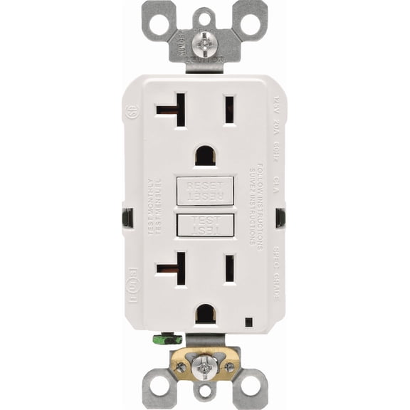 Leviton GFCI Receptacle in White — UL Listed for US Residential Electrical Code Compliance, Drop-in NEC-Standard Wiring