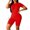 Red, variant on KOMOO Women 2PCS Sport Set Short Sleeve Tee High Waist Elastic Shorts Slim Yoga Workout Outfits