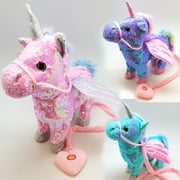 Rainbow Unicorn Sequins Plush Sparkly Walking Toy Musical Singing Unicornio