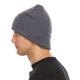 thumbnail image 3 of 100% Merino Wool - Midweight Everyday Knit Cuff Beanie - Warm Winter Hat - Charcoal Gray, 3 of 4