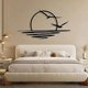 thumbnail image 2 of Arte de pared de metal con amanecer, decoración de pared con sol y gaviotas, decoración de pared de metal, decoración abstracta para el hogar con atardecer en negro, negro, 2 of 5