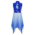 thumbnail image 3 of Zaldita  Kids Girls Sequin Sleeveless Mock Neck Liturgical Worship Praise Dance Overlay Dress Tunic Lyrical Dancewear Blue 10, 3 of 7