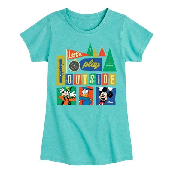 Disney - Mickey, Donald Duck, & Goofy - Let's Play Outside - Toddler & Youth Girls Short Sleeve Graphic T-Shirt