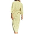 thumbnail image 4 of Holloyiver Women's Sexy V-Neck Drawstring Pleated Slim Midi Dress Long Sleeve V-Neck Midi Calf Dresses S-XL, 4 of 6