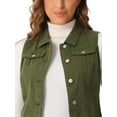 thumbnail image 5 of INSPIRE CHIC Mother's Day Women's Washed Denim Button Sleeveless Vest Jacket with Pockets Army Green XL, 5 of 6