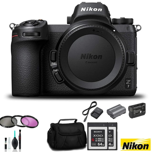 Nikon Z7 Cámara digital sin espejo con formato FX (solo cuerpo) Paquete 2X 64GB Memoria C