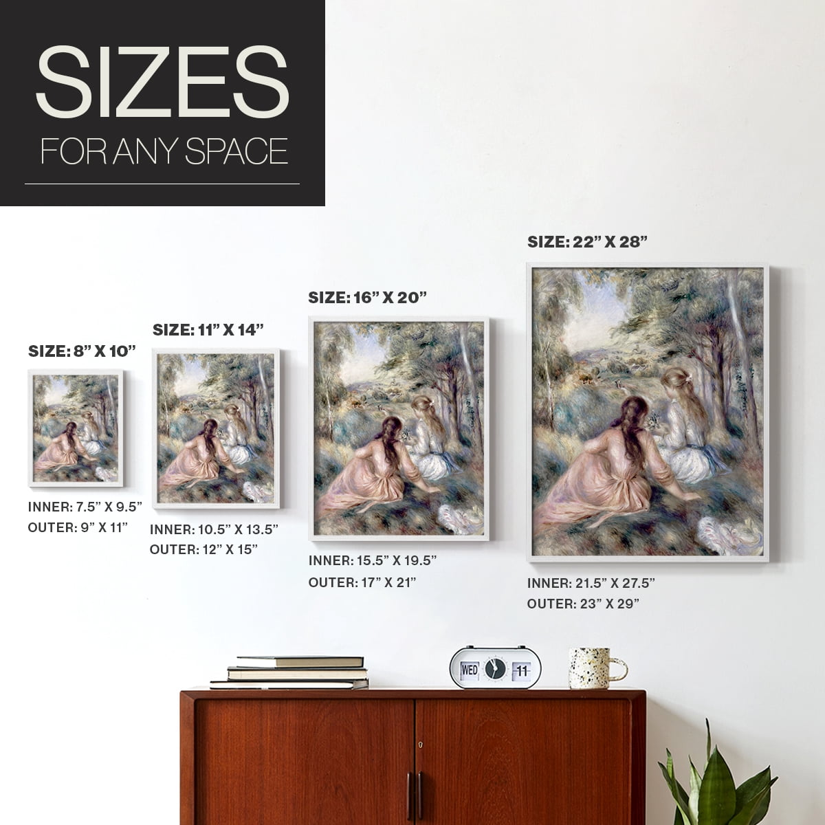 In The Meadow in White Solid Wood 11 x 14 Framed Print