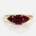 thumbnail image 2 of Rectangular Garnet Ring January Gemstone Emerald Cut 14k Gold Filled Engraved Wedding gift, 2 of 4