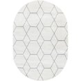 thumbnail image 1 of Unique Loom Trellis Frieze Geometric Lattice Rug 4' x 6' Oval Ivory/Gray, 1 of 15
