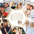 thumbnail image 7 of Lomyolo Large Capacity Makeup Bag for Women, 9.8L Waterproof Travel Cosmetic Organizer Toiletry Bag with Brush Pouch, Open Flat Toiletry Bag, Portable Lightweight Leather Cosmetic Bags - White, 7 of 7