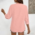 thumbnail image 4 of Endives Women's Linen Shirt 3/4 Sleeve Shirt Fashion Casual Solid Color Shirts Button Down Shirts For Women Spring Summer Pink, 4 of 6