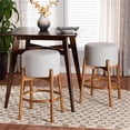 thumbnail image 5 of Pemberly Row Light Gray Fabric and Brown Wood 2-Piece Bar Stool Set, 5 of 7
